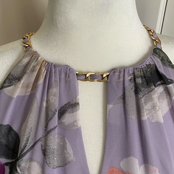 White House Black Market Pink and Purple  Floral Halter Midi Dress NWT - Picture 5 of 14